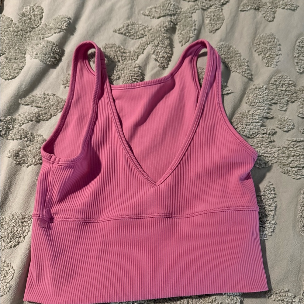Lululemon Pink Ribbed V-Neck Crop Top